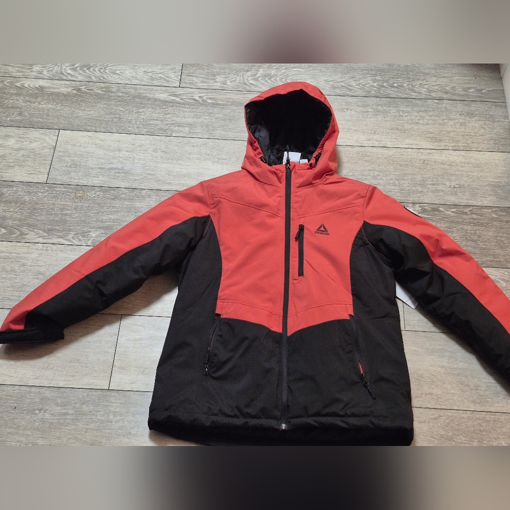 Reebok Ladies 3 In 1 Red & Black Puffer Winter Jacket With Quilted Inner Jacket